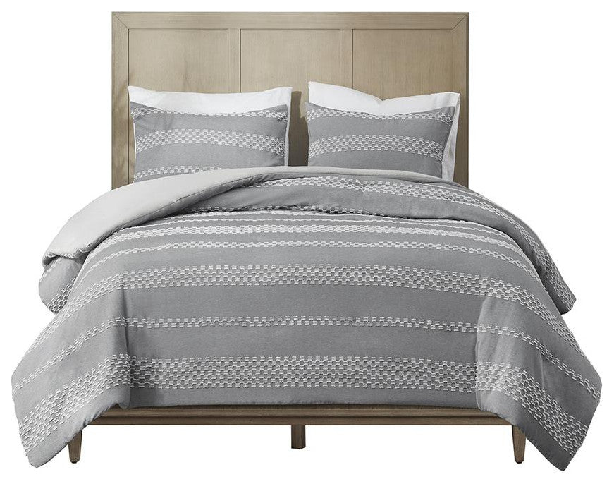 3 Piece Clipped Jacquard Duvet Cover Set