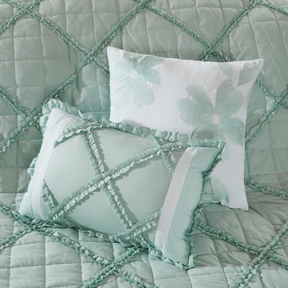 Madison Park Mindy 9 Piece Cotton Percale Comforter Set in Seafoam