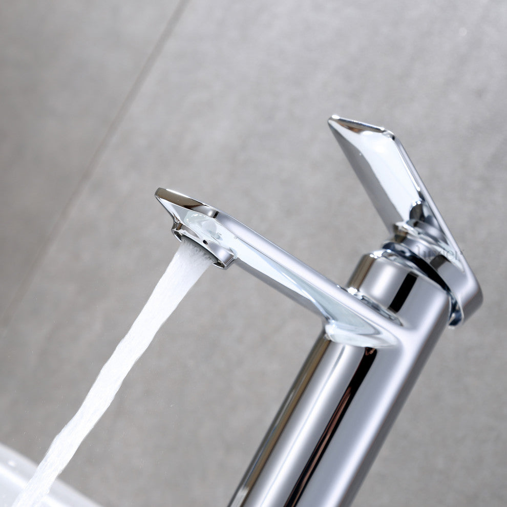 Luxier BSH07-S Single-Handle Bathroom Faucet with Drain, Chrome