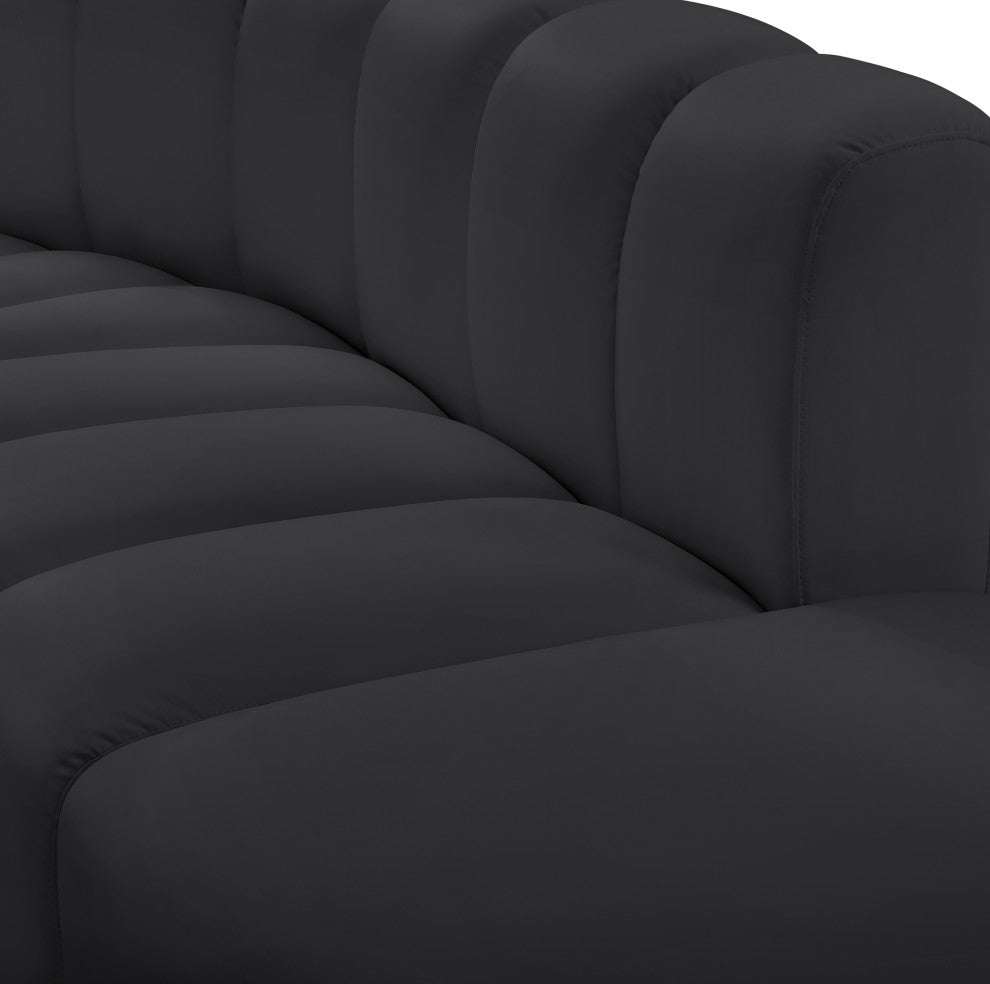 Arc Upholstered Modular Component, Black, 1-Piece: Reverse Corner, Vegan Leather
