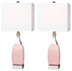 Ribbed Blush Ceramic/Nickel Metal Table, Lamp, 26.5"