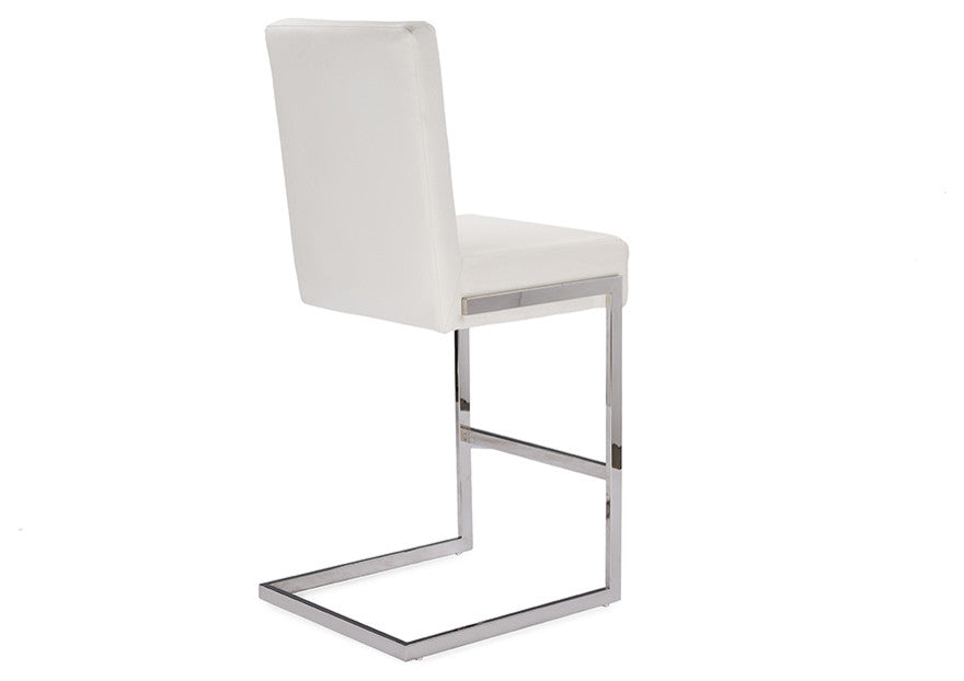 Toulan White Faux Leather Upholstered Stainless Steel Barstool, Set of 2