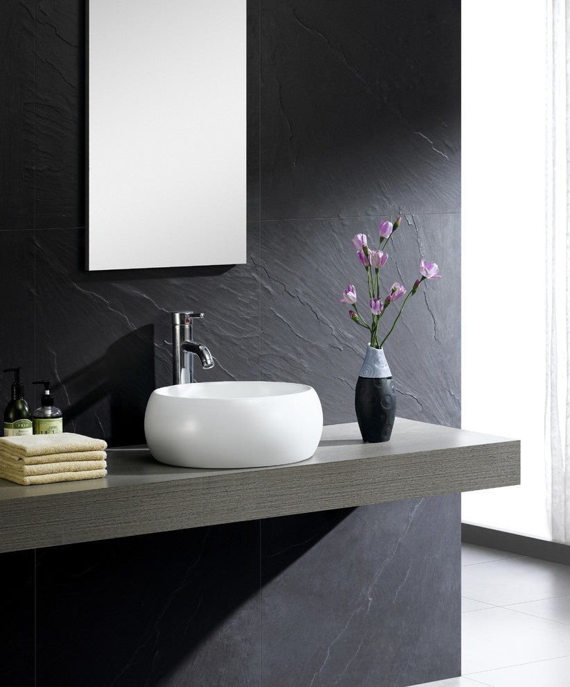 Fine Fixtures White Vitreous China Bulging Round Vessel Sink