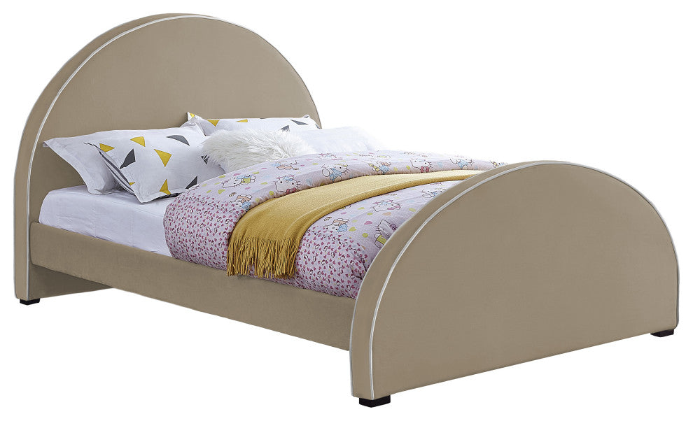 Brody Velvet Upholstered Bed, Beige, Full