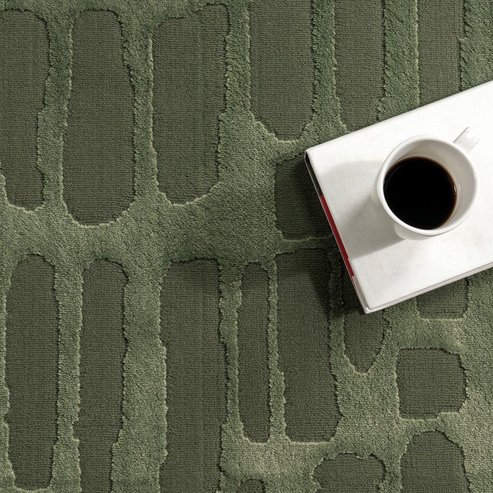 Nuloom Belen Modern Abstract Rug, Forest Green 4' x 6'