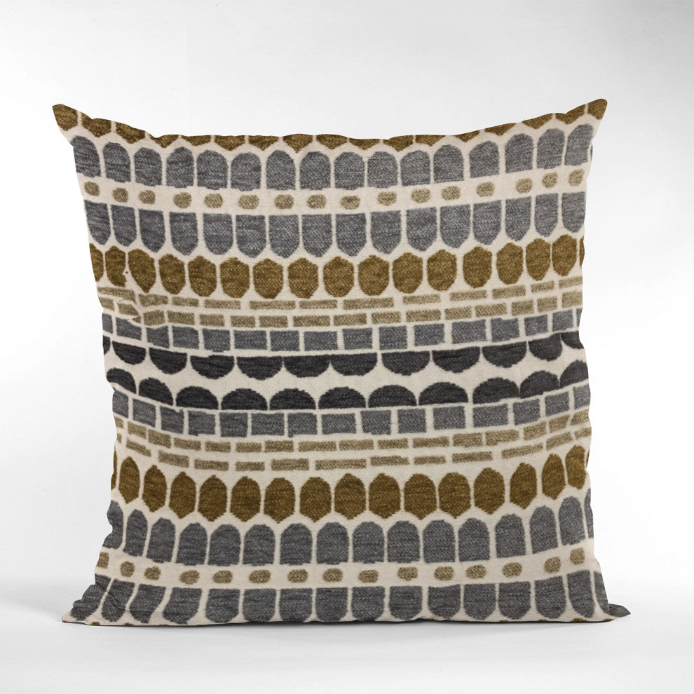 Plutus Green, Gray Harmony Border Luxury Throw Pillow, 22"x22"
