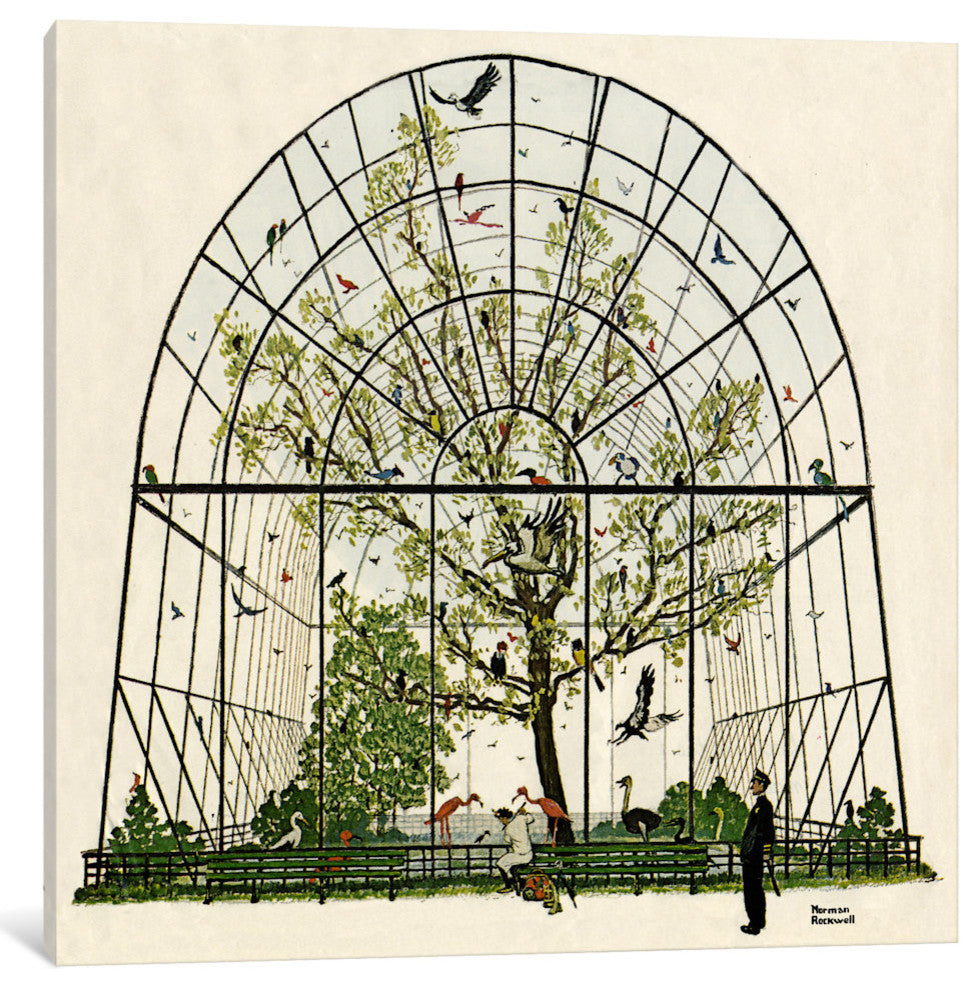 "The Aviary" by Norman Rockwell, Canvas Print, 12x12"