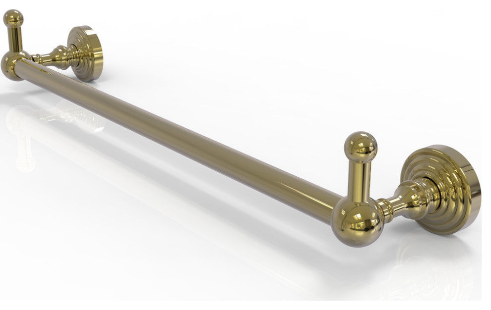 Waverly Place 30" Towel Bar and Integrated Hooks, Unlacquered Brass