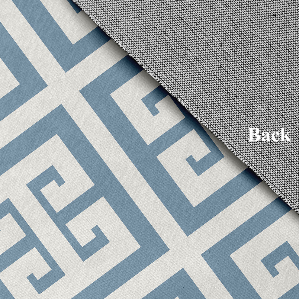 Greek Key Patterned Chenille Rug