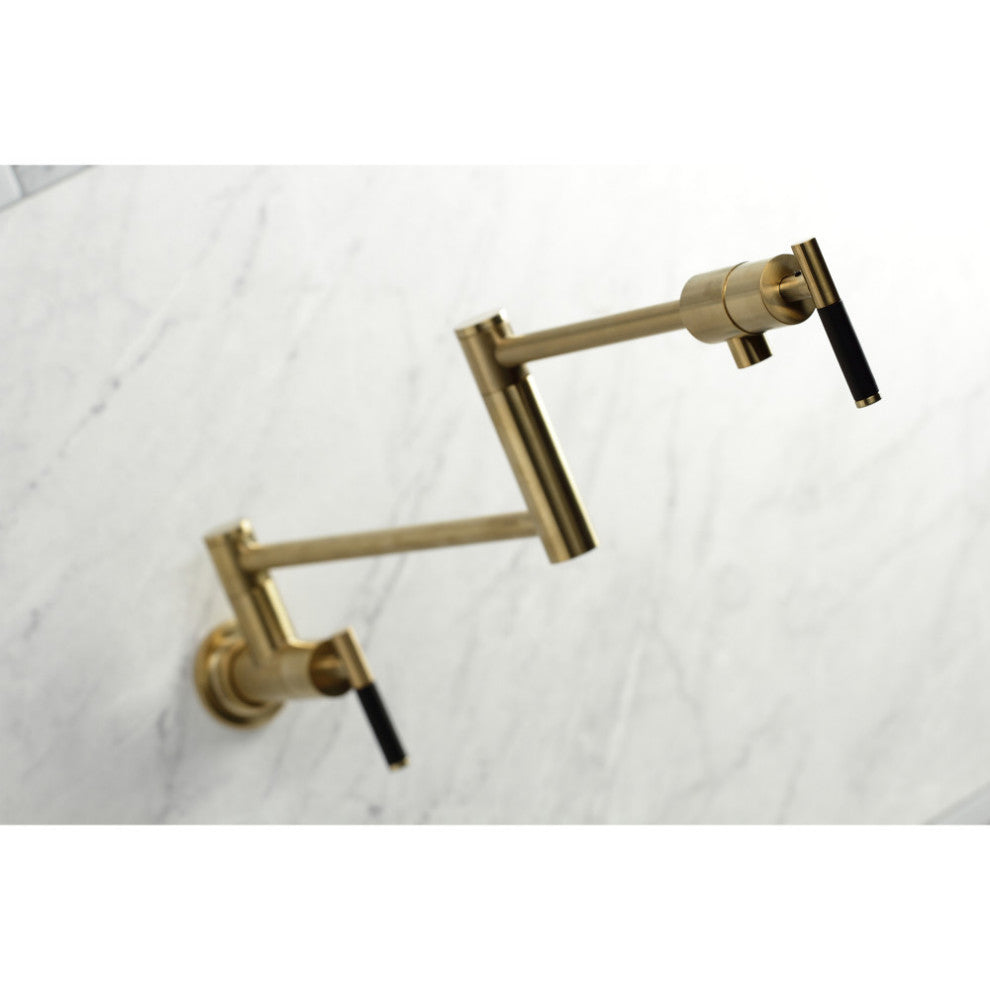 Kingston Brass KS4107CKL Kaiser Wall Mount Pot Filler Faucet, Brushed Brass