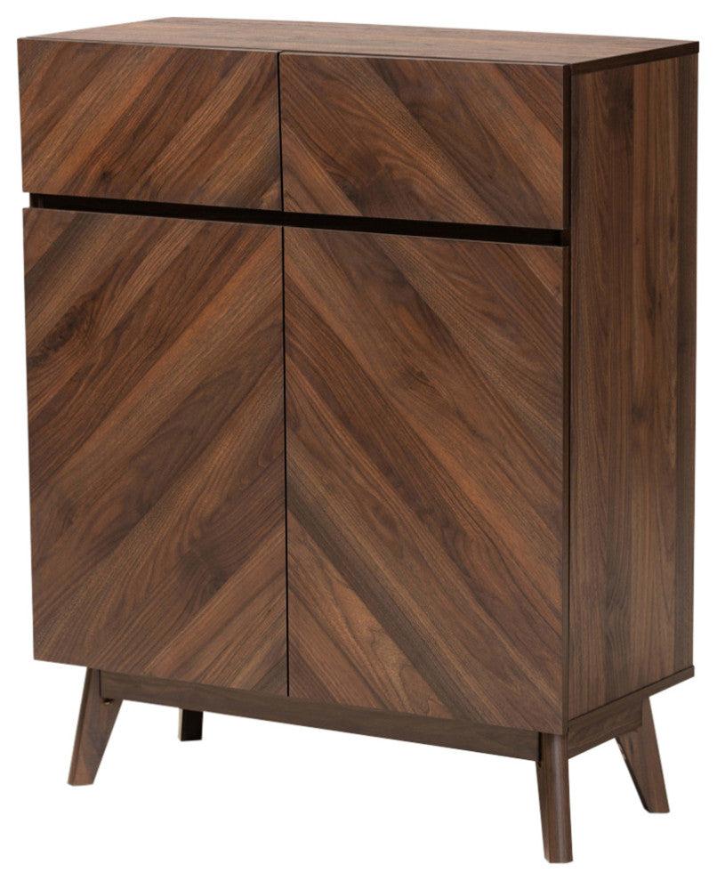 Hugo Mid-Century Shoe Cabinet, Walnut Brown