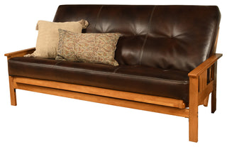 Caleb Frame Futon With Butternut Finish, Oregon Trail Java