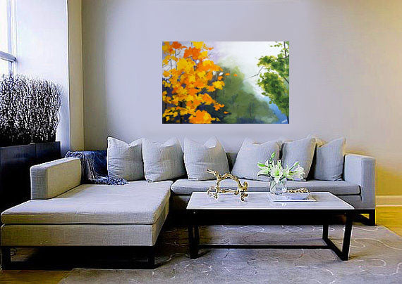"Mist IV" (24"X 36") Original Abstract Trees Painting Fall
