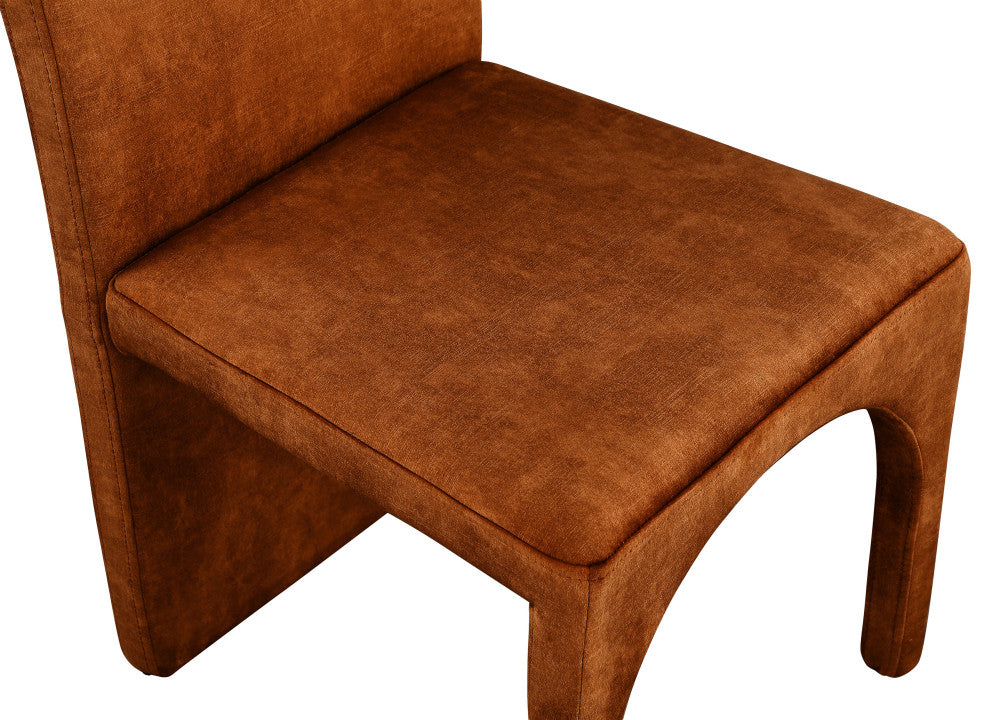 Summer Velvet Upholstered Dining Arm Chair (Set of 2), Cognac, Side Chair