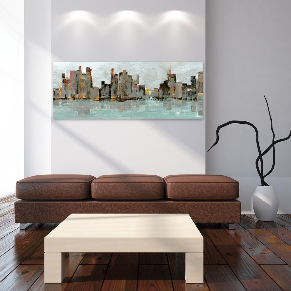 "Second City"Chicago City Skyline Wall Art Frameless Tempered Art Glass 63"x 24"