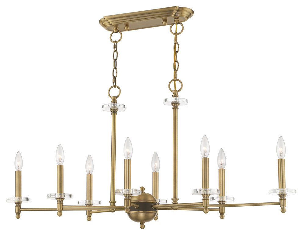 Livex Lighting Antique Brass 8-Light Linear Chandelier