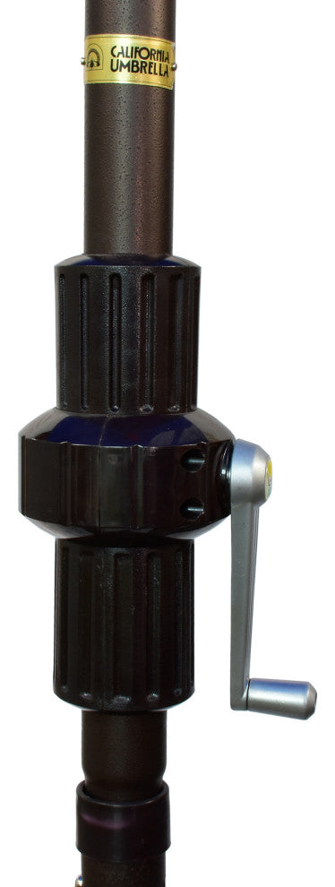 9' Bronze Collar Tilt Crank Aluminum Umbrella, Pacifica, Brick