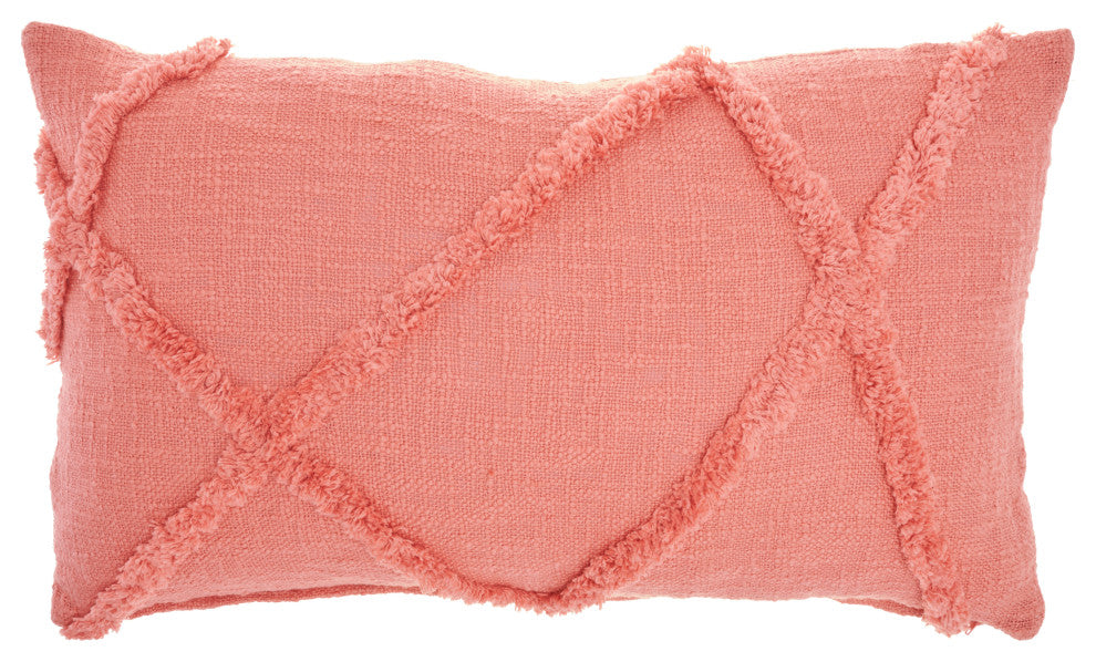 Mina Victory SH018 Throw Pillow, Coral, 14" X 24"