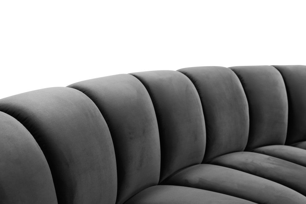 Infinity Channel Tufted Velvet Modular Chair, Gray, 2 Piece