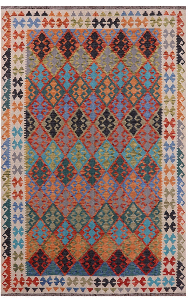 6' 6" X 10' 1" Wool On Wool Flat Weave Kilim Rug - Q12545
