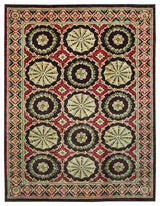 Handwoven Wool Red Transitional Floral Spanish Style Rug, 9'2 X 11'9