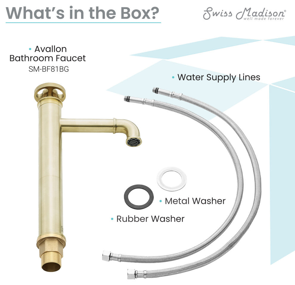 Avallon 12" Single Handle, Bathroom Faucet, Brushed Gold