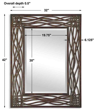 Uttermost 13707 32" W x 42" H Rectangular Framed Bathroom Mirror - Mocha Brown