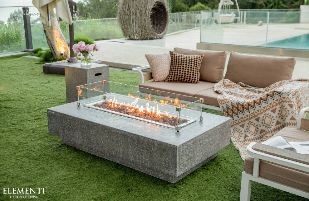 Hampton Rectangle Light Gray Concrete 56" Natural Gas Fire Table