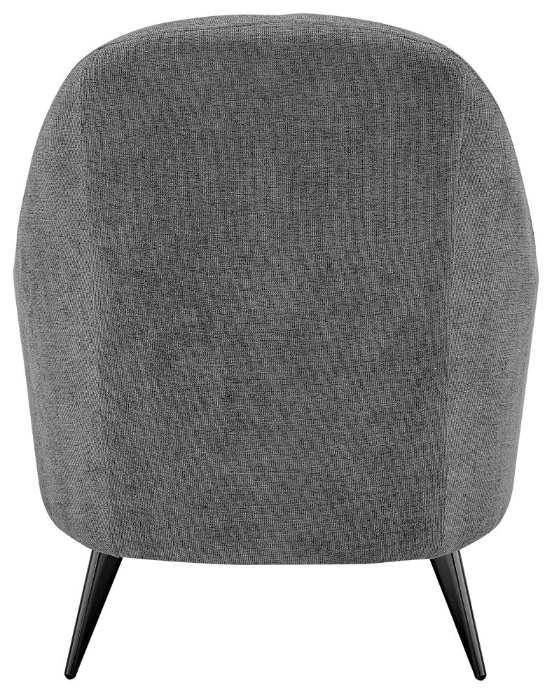 Selene Lounge Chair, Gray Fabric With Black Chrome Steel Legs