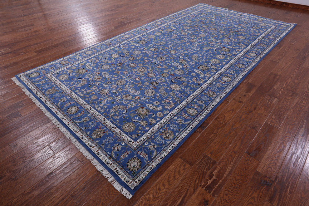 7' 0" X 13' 11" Hand-Knotted Persian Nain Wool & Silk Rug - Q13153