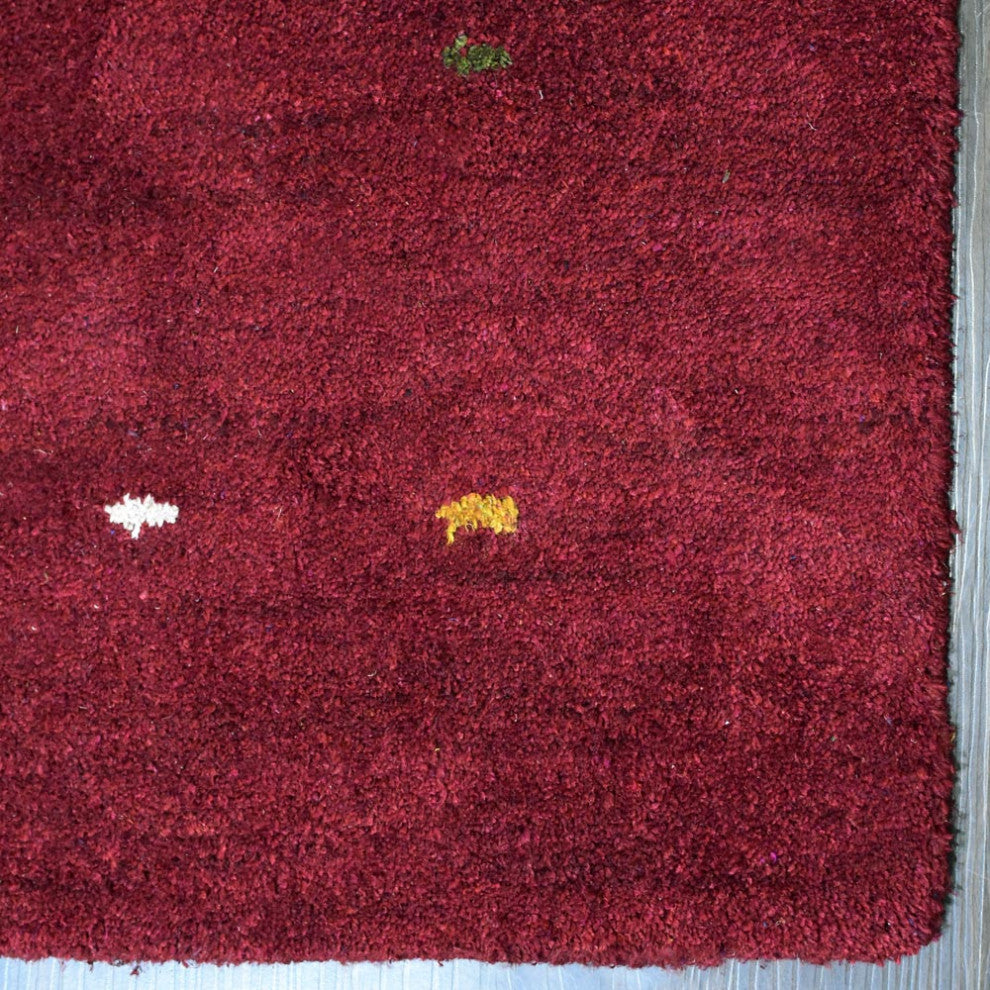 Hand Knotted Loom Silk Mix Area Rug Contemporary Red