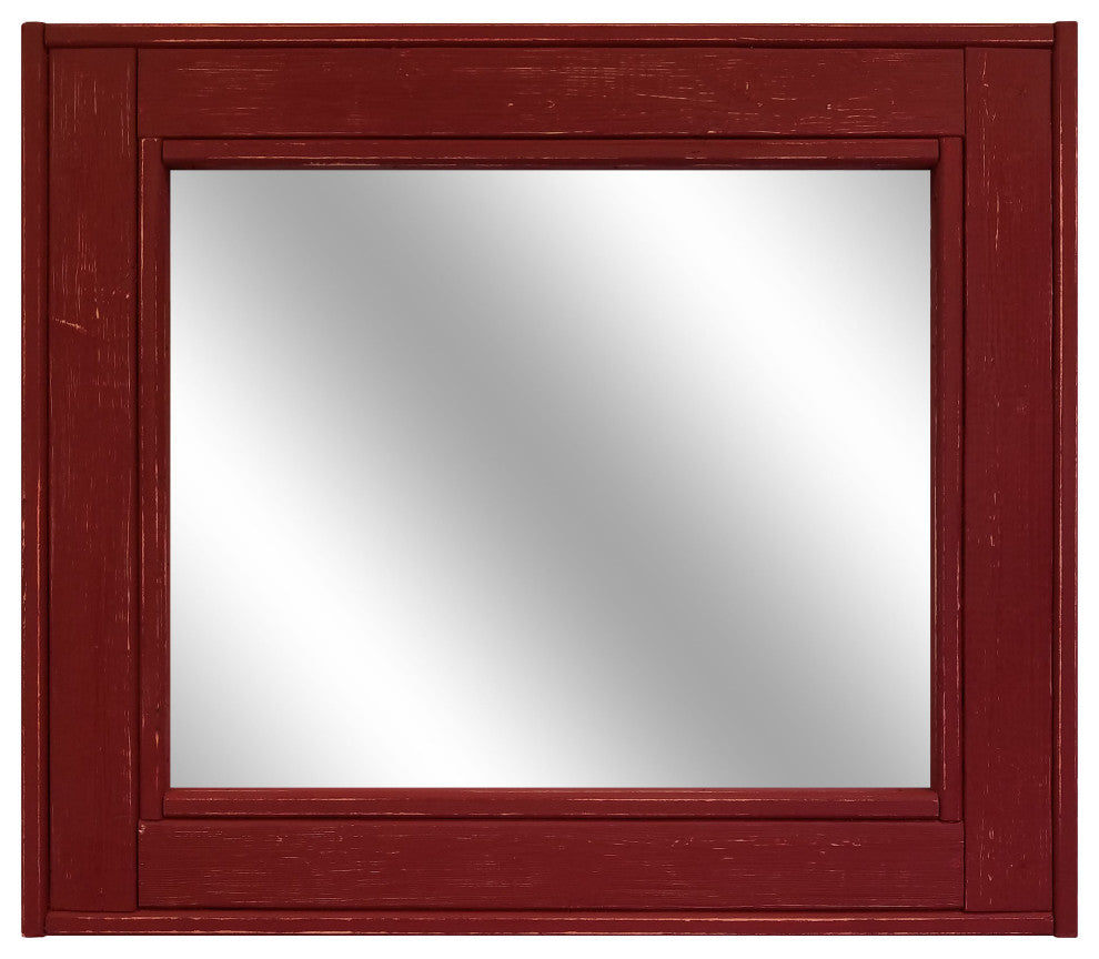 Herringbone Vanity Mirror, Sundried Tomato Red, 36"x30", Non-Distressed, Heavy D