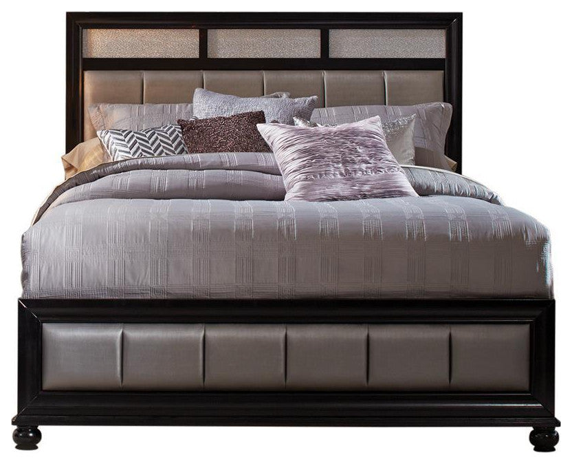Barzini Eastern King Upholstered Bed Black and Grey