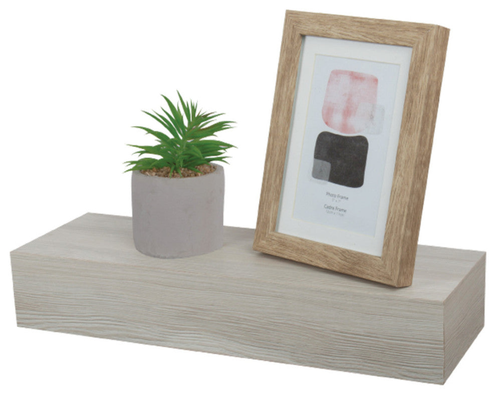 Small Chunky Floating Wall Shelf, 16"L, Weathered Grey
