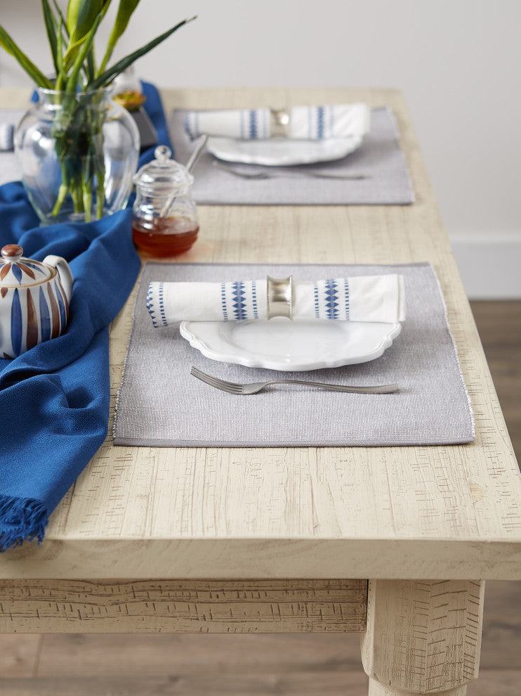 Dii Gray and White 2-Tone Ribbed Placemat, Set of 6