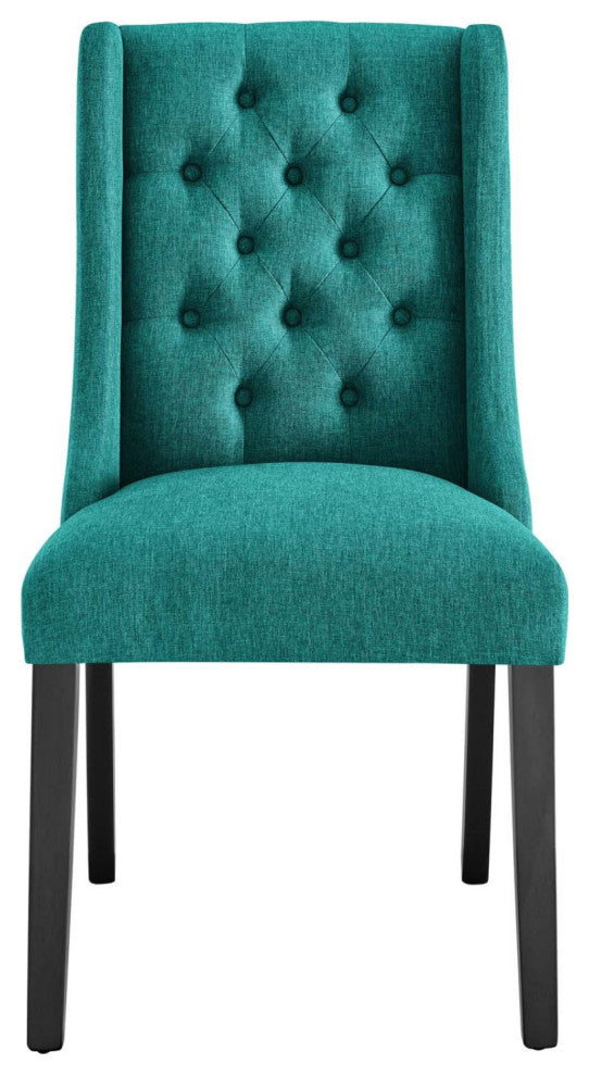 Side Dining Chair, Teal Blue, Fabric, Modern