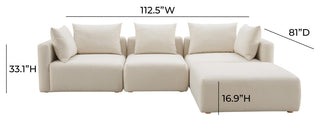 Hangover Cream Linen 4-Piece Modular Sectional - Cream