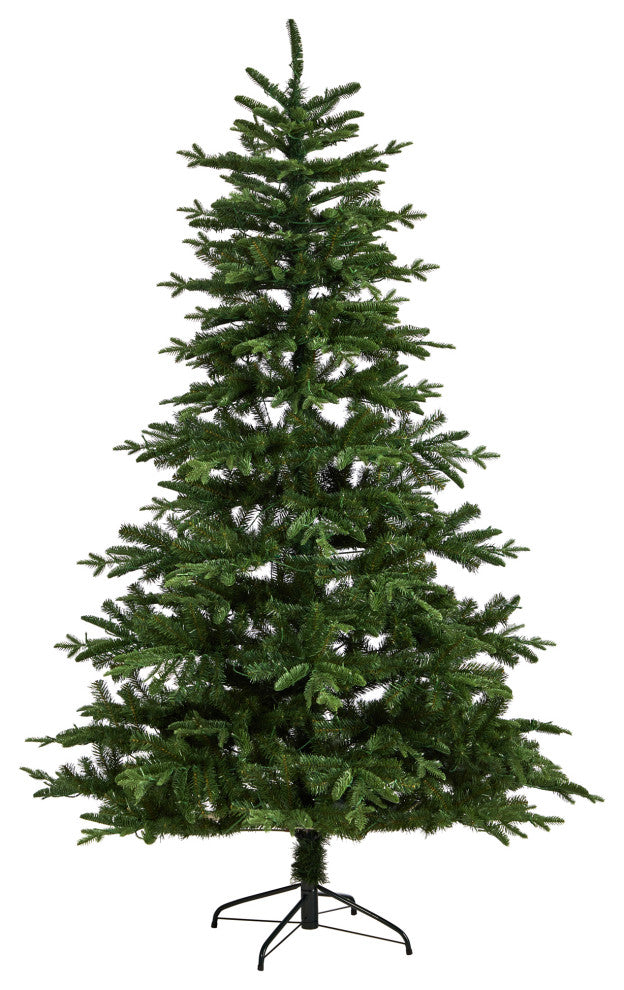 7' Montreal Spruce Faux Xmas Tree W/ 650 White Lights & 1575 Bendable Branches