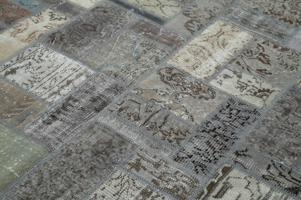 Rug N Carpet - Handmade Turkish 5' 9" x 7' 10" Gray Wool Patchwork Area Rug