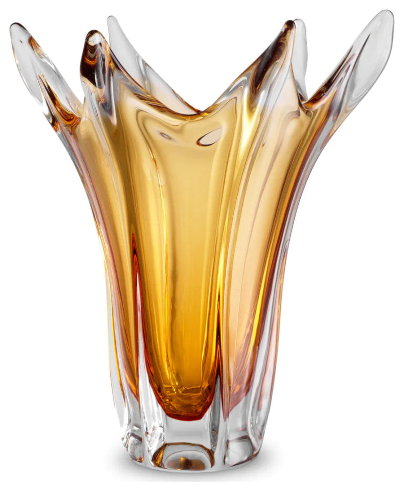 Handblown Glass Modern Vase, Eichholtz Sutter, Yellow
