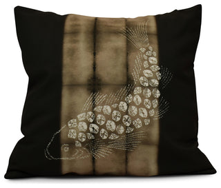 Fish Pool, Animal Print Pillow, Brown, 16"x16"