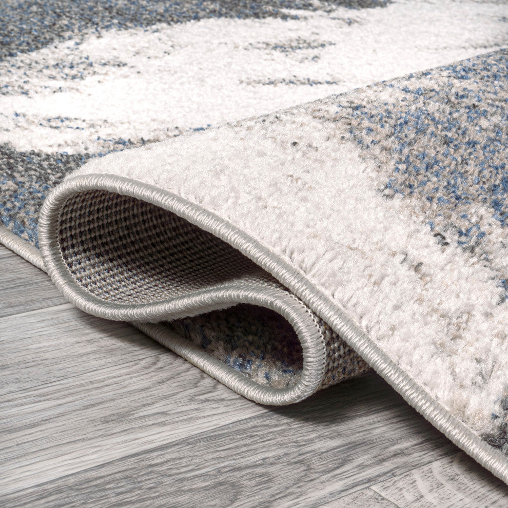 Petalo Abstract Two-Tone Modern Gray/Cream 4 ft. x 6 ft. Area Rug