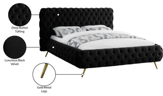 Delano Velvet Upholstered Bed, Black, King