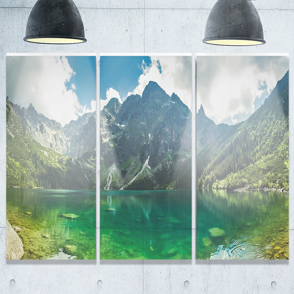 "Green Mountain Lake at Tatras" Metal Wall Art, 3 Panels, 36"x28"