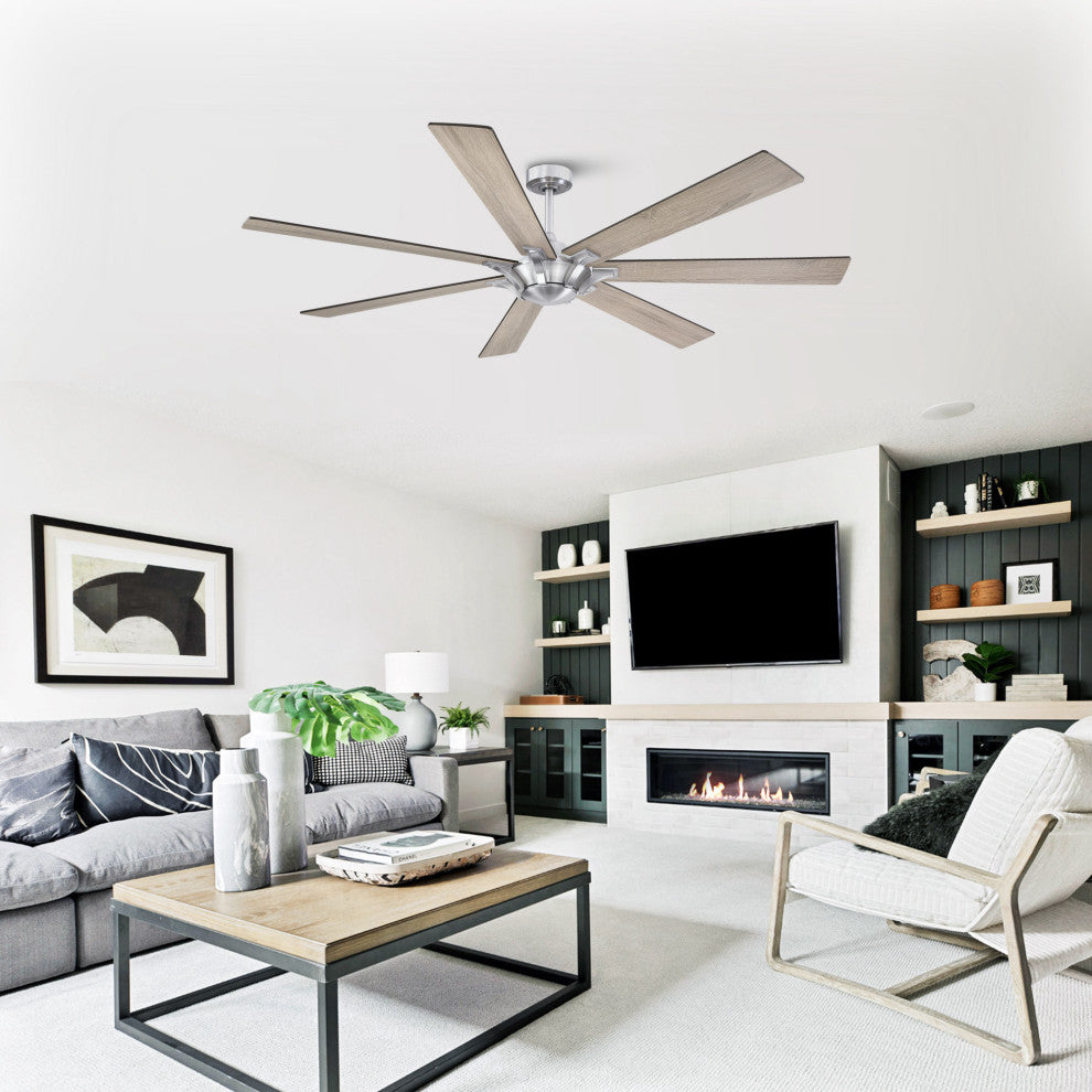Whose Lamp 72-inch Large Ceiling Fan with Remote Control, Brushed Nikel
