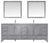 Jacques 84" Distressed Grey Double Sink Vanity with Quartz Top, With Faucet and