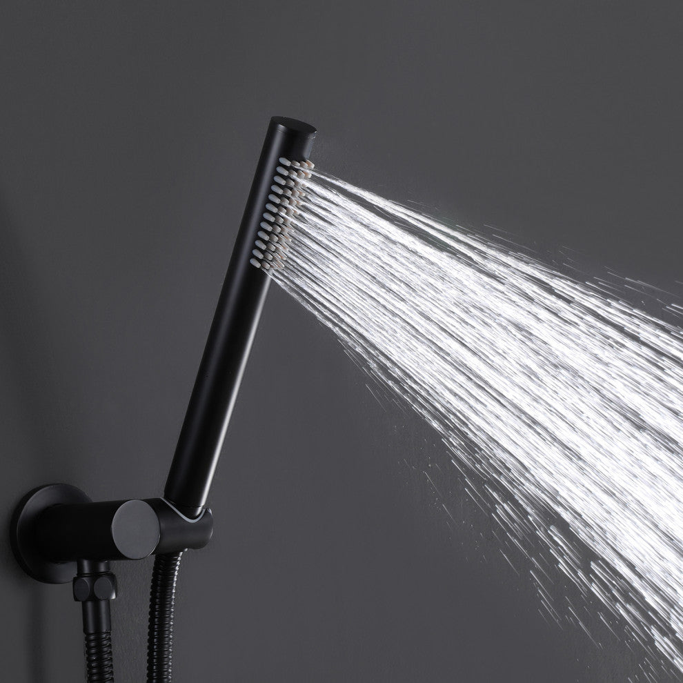 Rain Shower System with Hand Shower-Includes Rough-In Valve, Matte Black