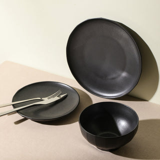 Stone Lain Rio Stoneware 24-Piece Dinnerware Set, Black