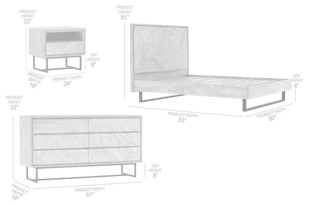 Peridot 4-Piece King Bedroom Set, Natural Acacia Wood