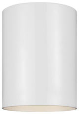 Outdoor Cylinder 1-Light Outdoor Ceiling Flush Mount, White